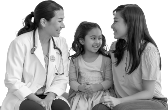 pediatric physician interacting with patient